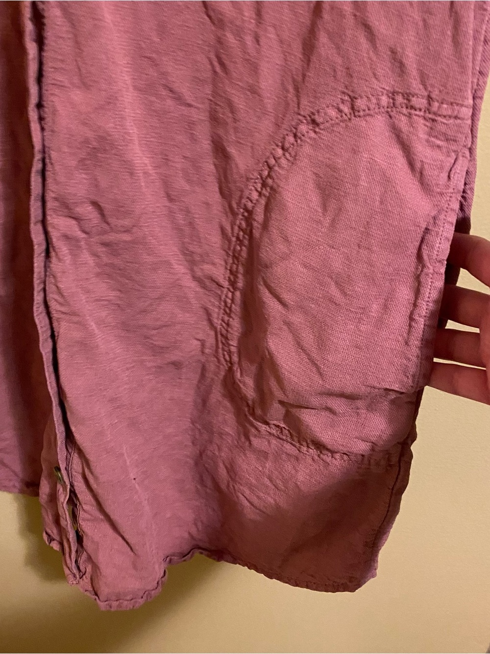 Dusty pink button up linen mini dress shirt dress - Picture 7 of 11